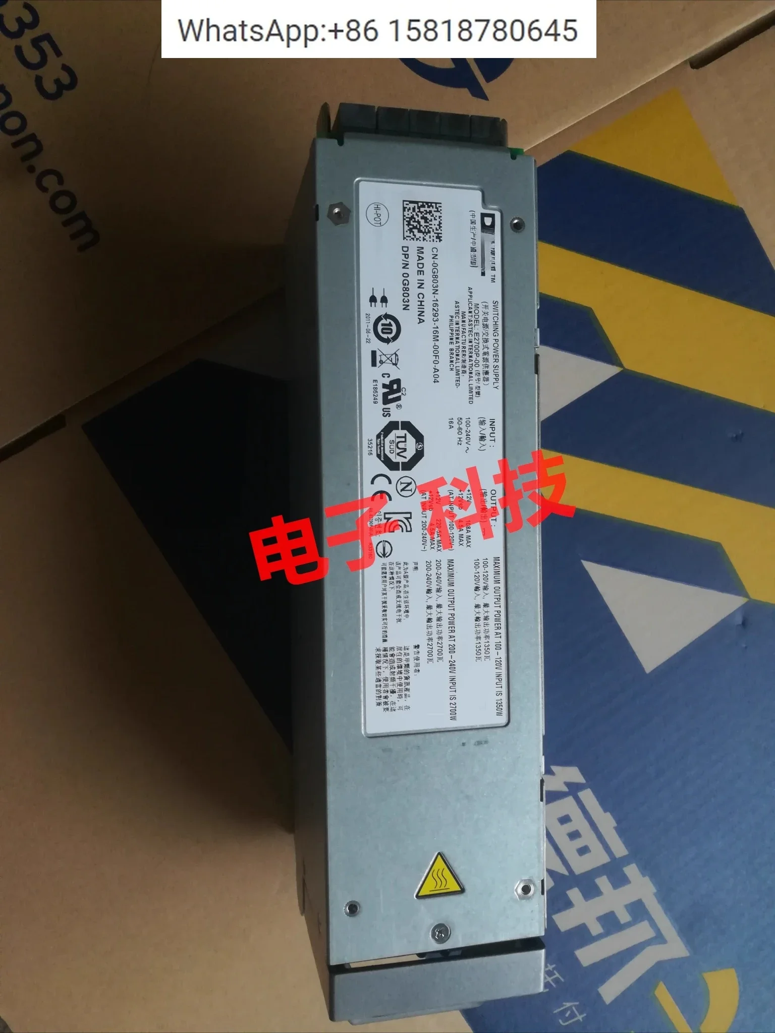 For DEL-L M1000E Blade Server 2700W Power Supply G803N W31V2 E2700P-00