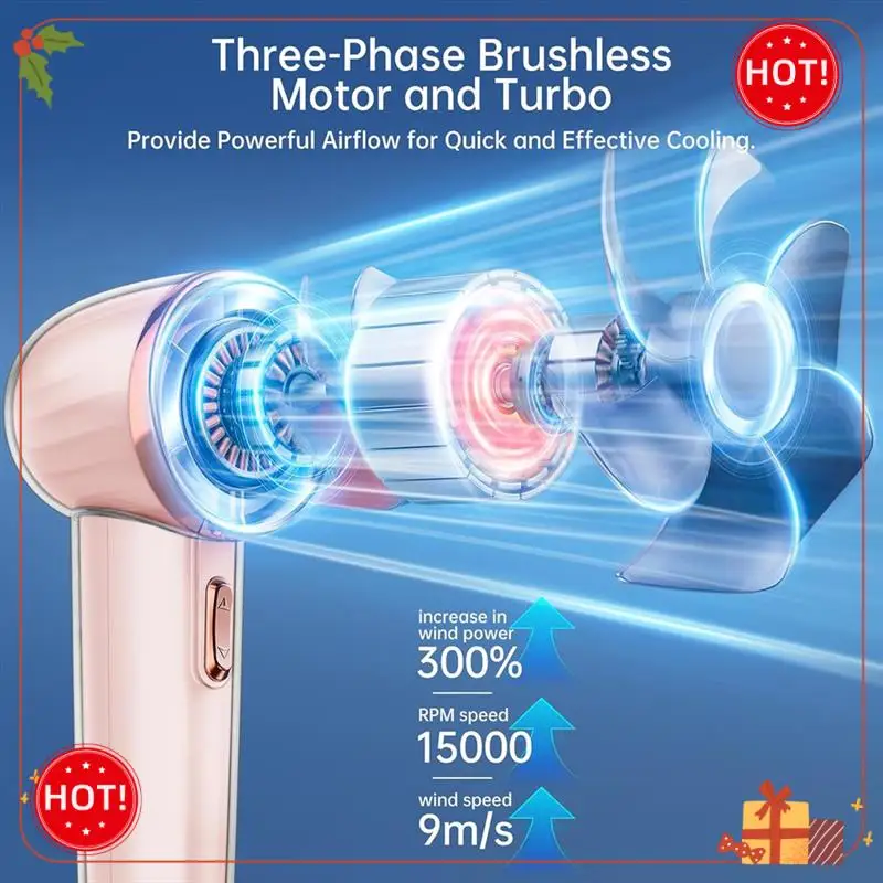 مروحة محمولة باليد من ABLE، سرعة (1-100) مروحة توربو صغيرة قابلة للتعديل، مروحة محمولة قابلة لإعادة الشحن مع شاشة رقمية