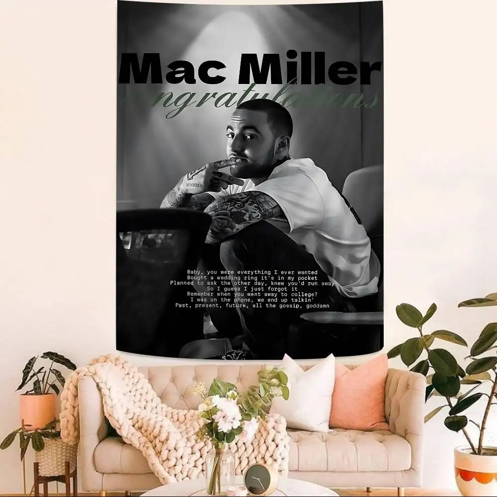 Rapper M-Mac Miller Printed Large Wall Tapestry Hanging Tarot Hippie Wall Rugs Dorm Home Decor
