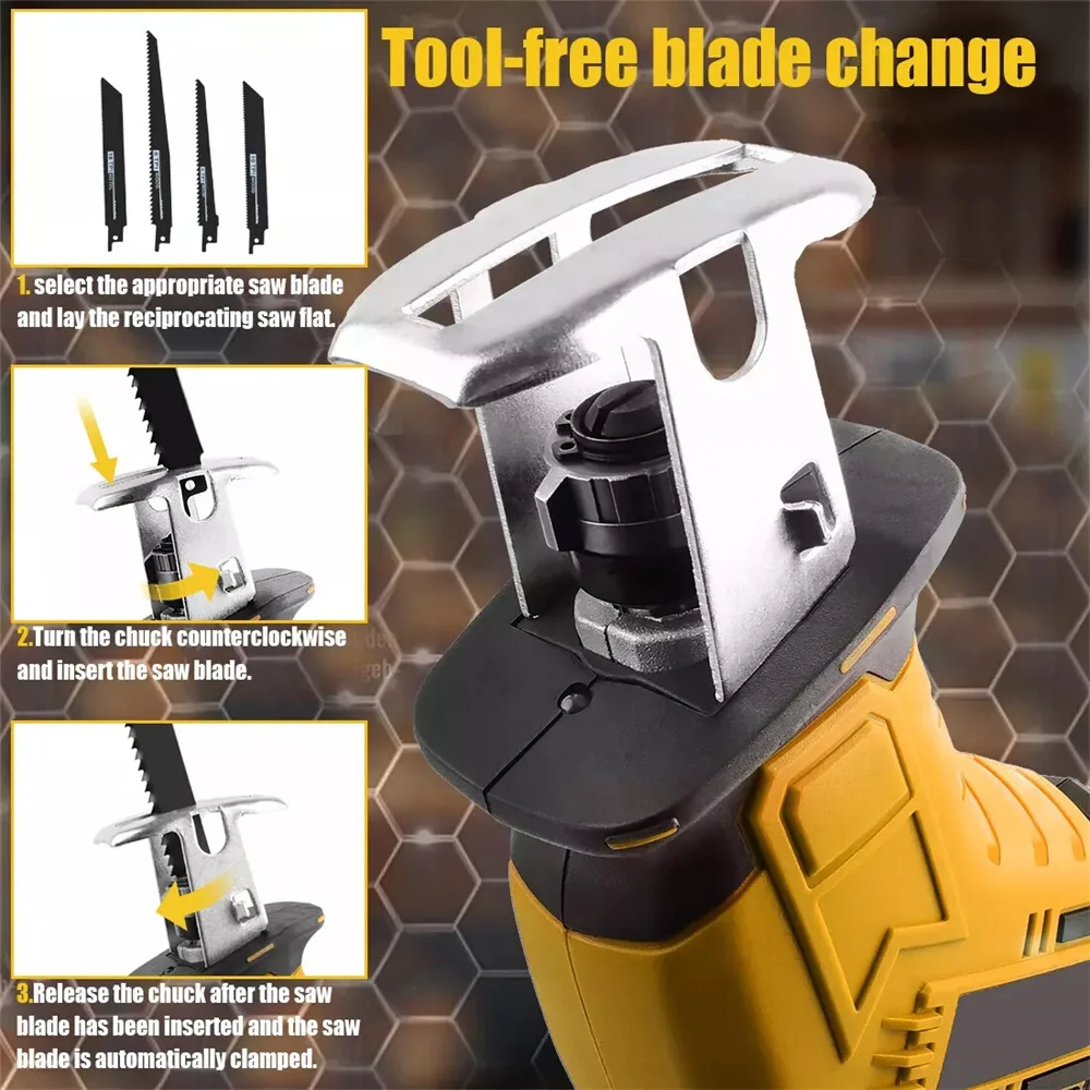 For Dewalt 20V Brushless Reciprocating Saw Wood/Metal/Pipe/Tree Cutting Cordless Power Tools Electric Household Woodworking Tool