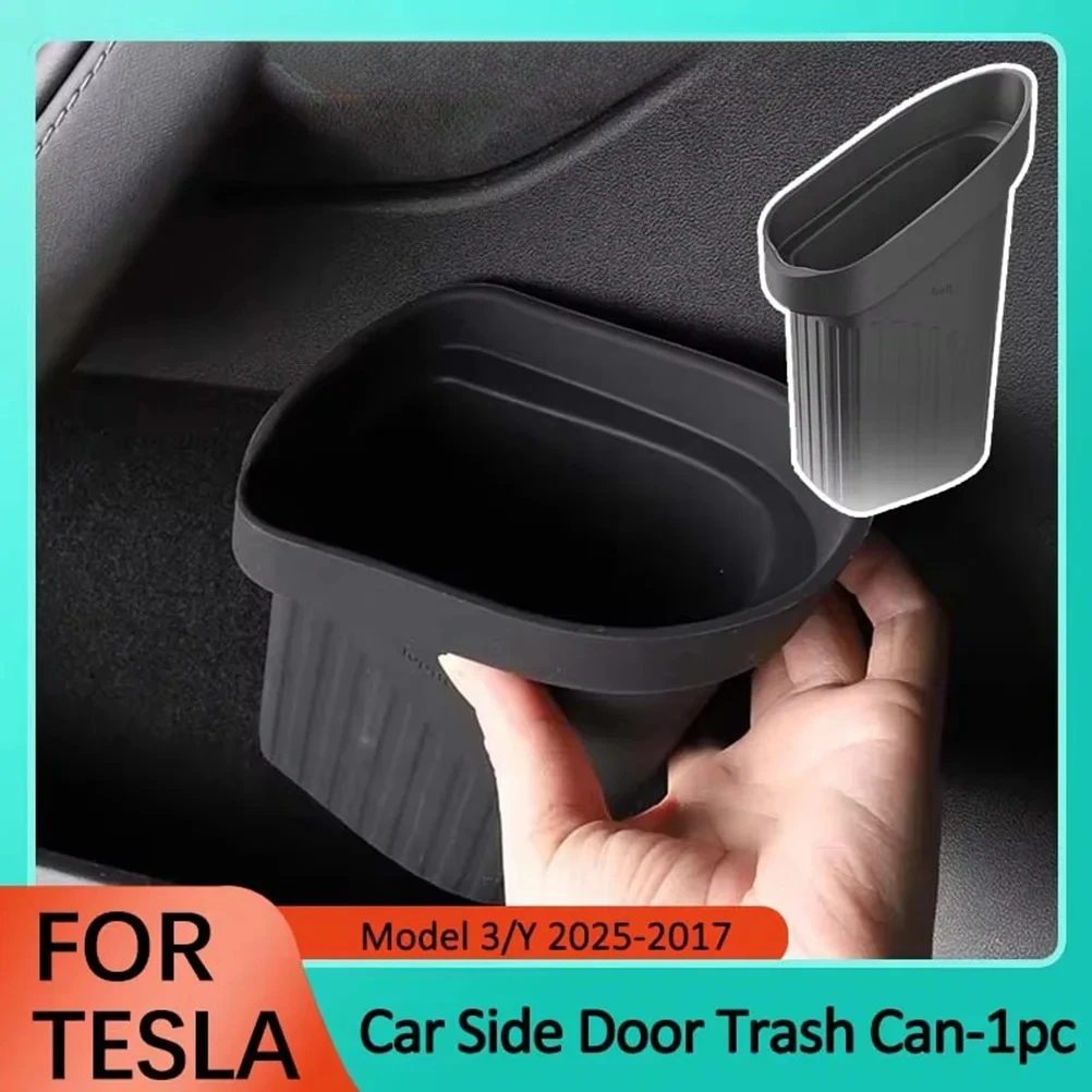 For Tesla Model 3 Y Highland Juniper Silicone Door Trash Can Waterproof Car Garbage Bin Interior Storage Box Accessory