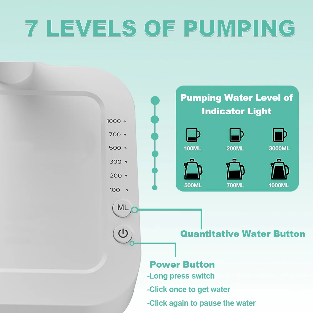 Electric Water Gallon Bottle Pump 19 Liters Desktop Portable Water Pump Automatic Water Dispenser Pump Rechargeable Water Pump