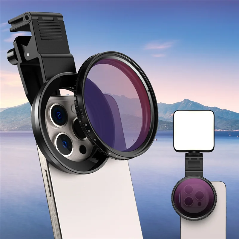 【Limited-Stock!】67Mm ND2-ND400 Filter Universal Phone Clip With Threaded Adapter Ring Cold Shoe For Iphone 16 15 Galaxy S24 DSLR