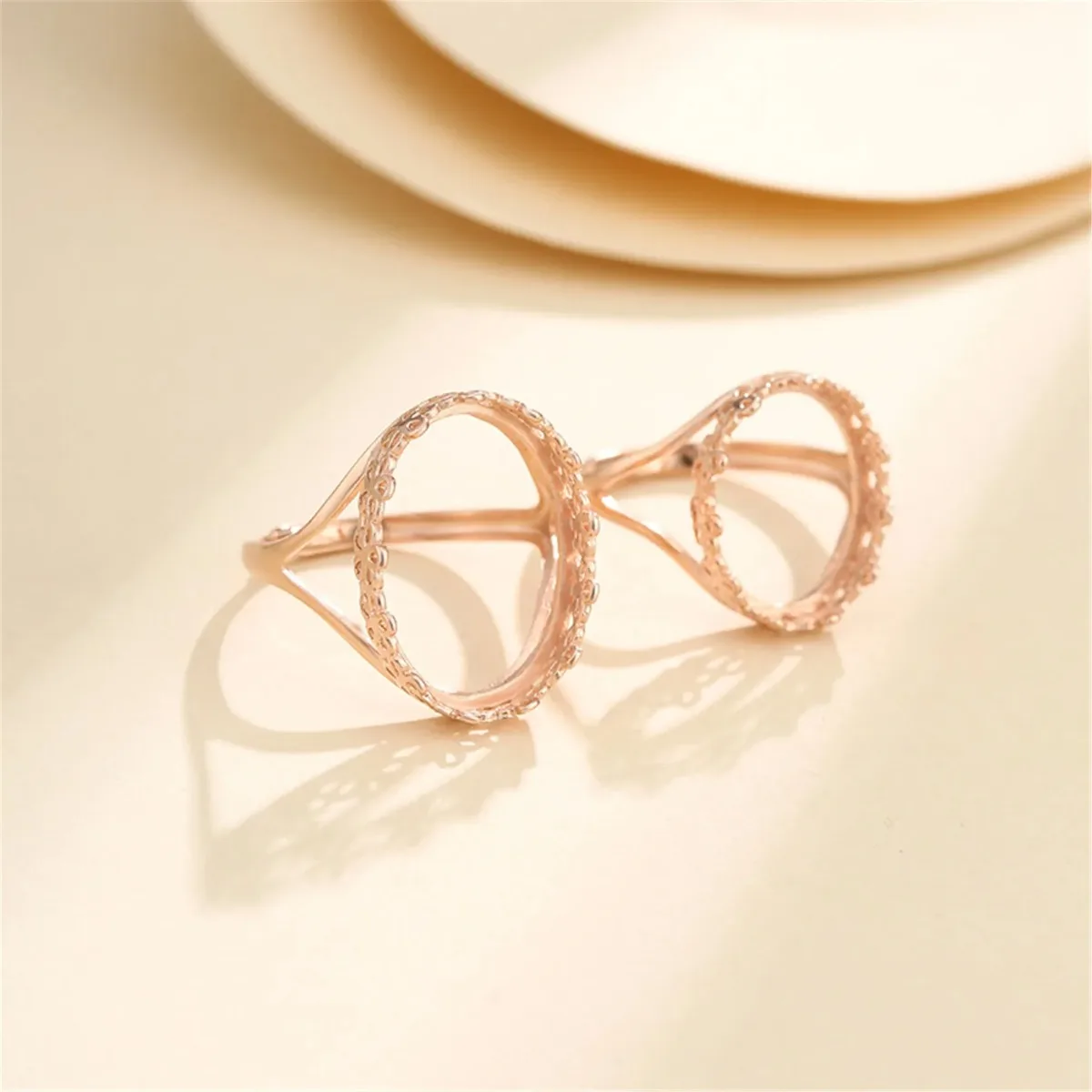 Rose Gold Plated 925 Silver Adjustable Ring Base for 8x12mm/10x14mm/11x15mm/12x16mm/14x17mm/14x19mm/15x18mm Oval Cabochons
