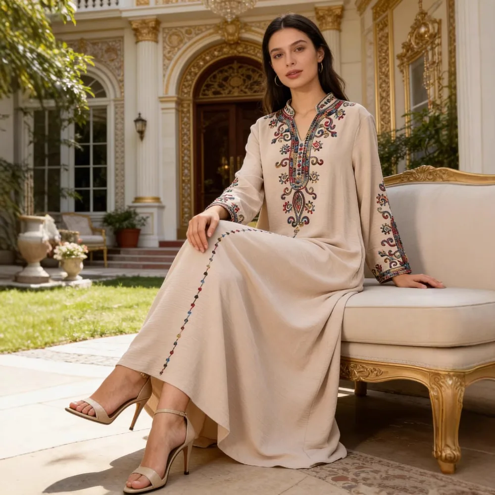 Muslim Abaya for Women Party Dresses Embroidery Long Robe Eid Ramadan Dubai Abayas Kaftan Arab Jalabiya Modest Vestidos Morocco