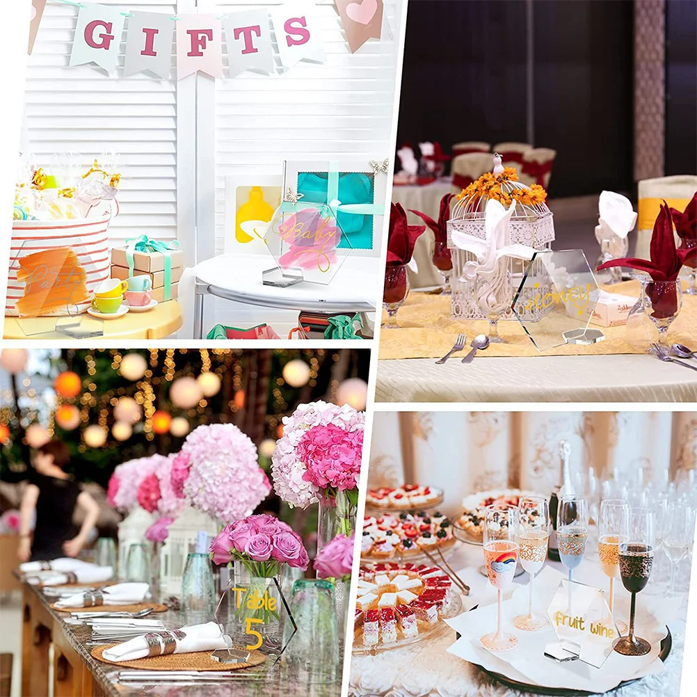 

10Pcs Hexagon Table Number Signs Blank Acrylic Reusable Wedding Birthday Party Place Cards Blank Wedding Signs
