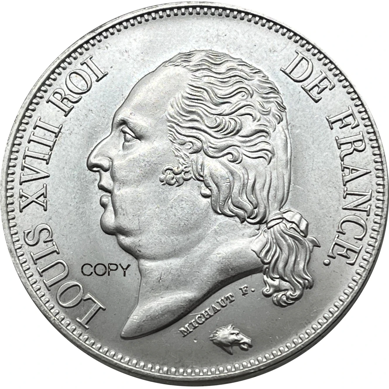 عملة تذكارية مطلية بالفضة من فرنسا ، فرنسا ، BB ، 5 فرنكات ، لويس XVIII ، Ww2 ، نسخ ، عملات قابلة للتحصيل
