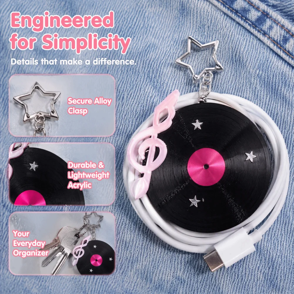 Брелок в виде виниловой пласти – обзор и цена Cable Winder Keychain