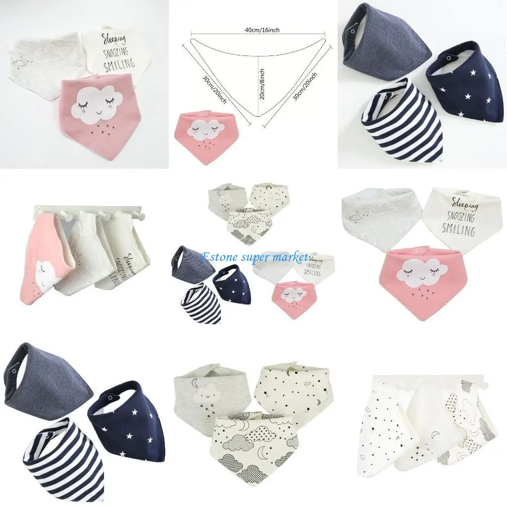 

090B 3 шт. хлопковый нагрудник для новорожденных, трехслойный водонепроницаемый треугольный шарф, полотенце для кормления ткань