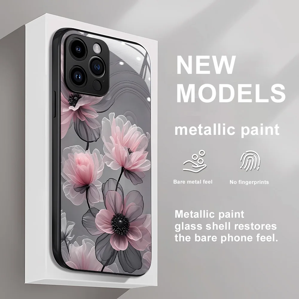 Flower Tempered Glass Case For iPhone 12 Cases iPhone 17 Pro 16 15 14 13 12 11 Pro Max Air 16 Plus X XS XR 7 8 SE2 Fundas Cover Flower Tempered Glass Case For iPhone 12 Cases iPhone 17 Pro 16 15 14 13 12 11 Pro Max Air 16 Plus X XS XR 7 8 SE2 Fundas Cover