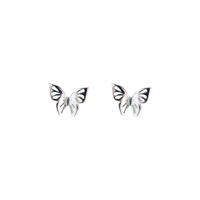 Modian Charm Butterfly Silver & Rose Gold Color Hollow Stud Earrings Fashion 925 Sterling Silver Jewelry For Women Anniversary