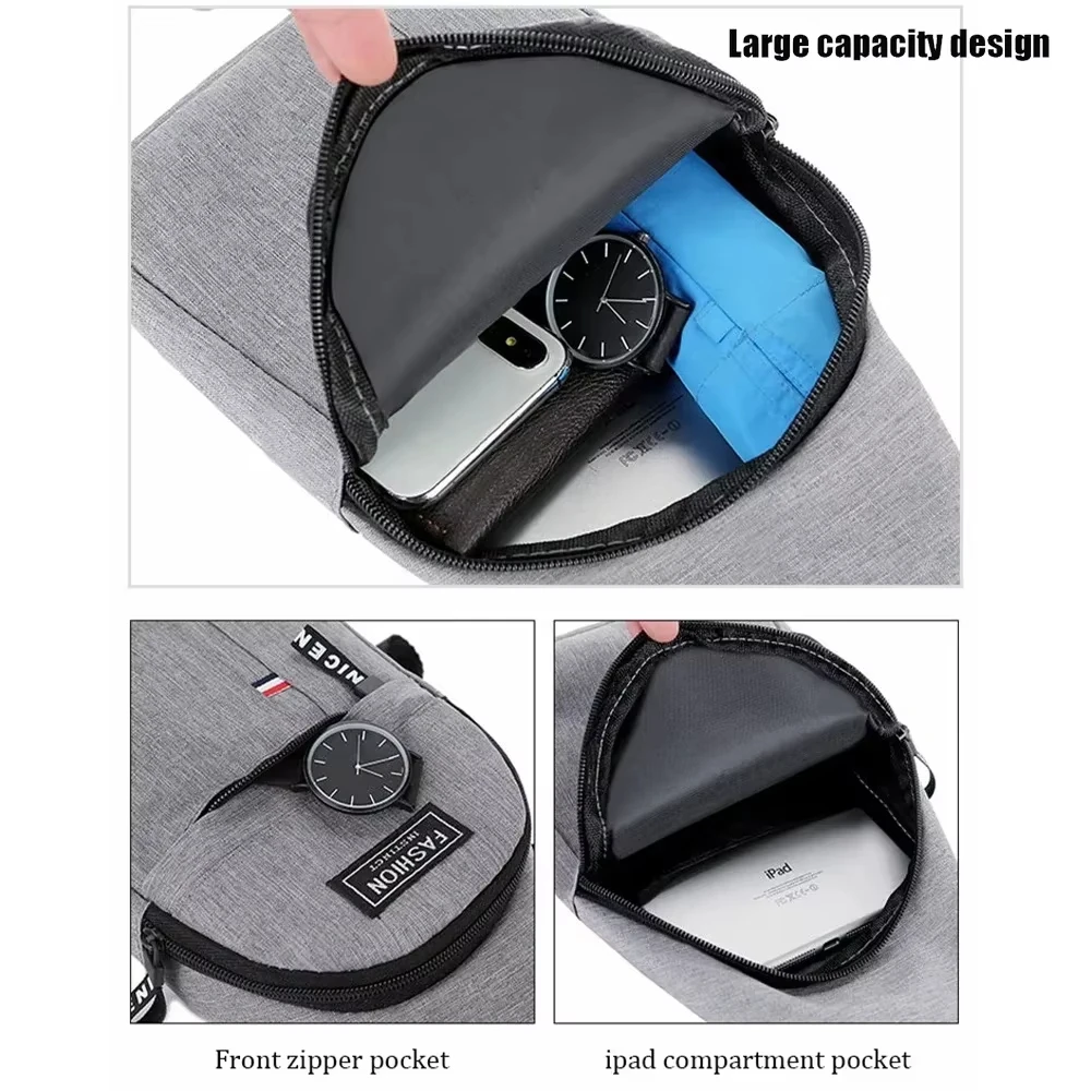 Men Cross Body Bag Sling Backpack Travel Fashion Outdoor Sports Waterproof Nylon Male Purse Side Shoulder Chest Messenger Bag