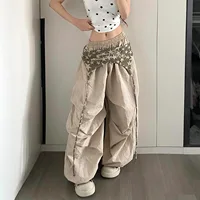 Women's Hip-hop Pants American Streetwear Layered Wide Leg Pants, Summer Breathable Cargo Trousers for Dance & Street Fashion - Image 5