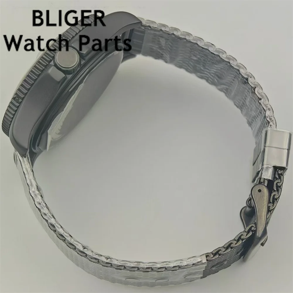 BLIGER 44 مللي متر ساعة فضية سوداء حافظة أزرق AR طلاء زجاج شبكة حزام صالح NH34 NH35 ETA2824 PT5000 Mingzhu DG ميوتا حركة