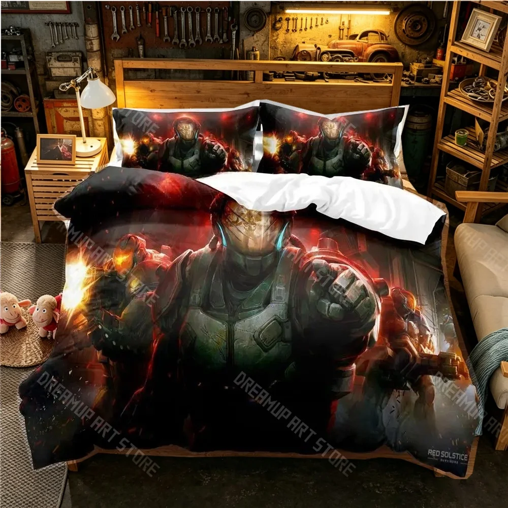 3D Printed Red Solstice 2 Survivors Bedding Set for Boys Girls Duvet Cover Pillowcase Twin Queen King Full Single Double Sizes