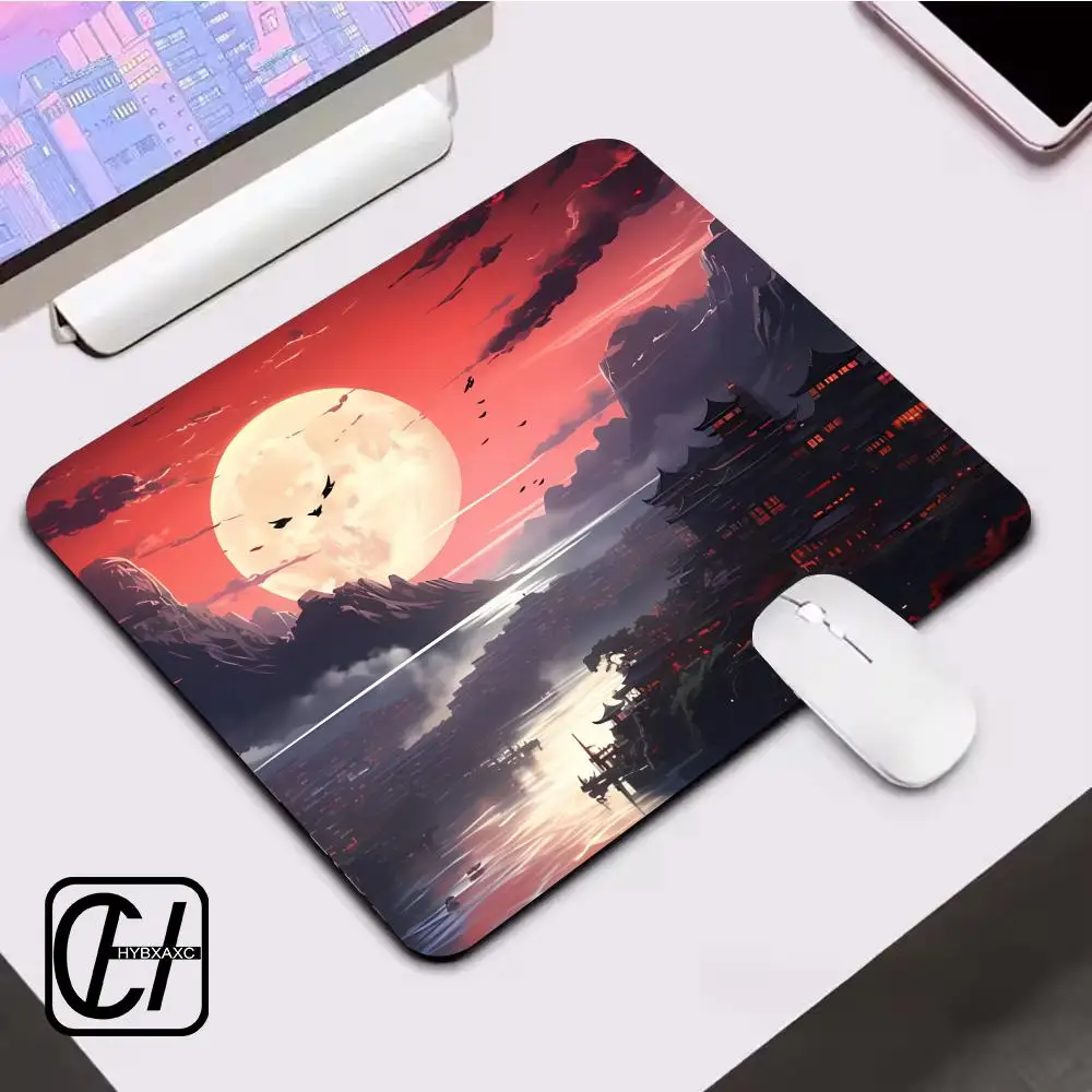 Sun And Moon Landscape Mouse Pad For Small Size Gaming Gamer Company Keyboard Mouse Mat Carpet Computer Desk Mat HYBXXC
