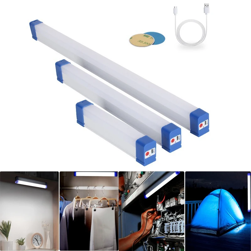 Sạc USB Đèn Led Ống Từ Chợ Đêm Đèn Di Động T5 Khẩn Cấp Cắm Trại Câu Cá Đèn Ngủ Cây Đũa Phép Có Móc Treo