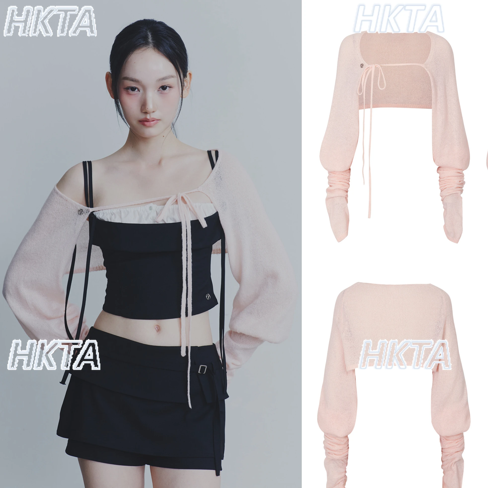 

Осенний плюшевый вязаный кардиган на шнуровке в японском стиле с длинными рукавами, женский милый и милый элегантный розовый короткий свитер, женский