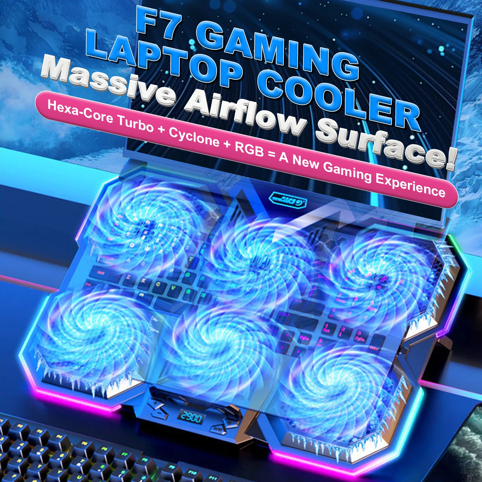 RGB Air Cooler Notebook Bracket Anti-Slip Portable Gaming Laptops Fan Adjustable Angle Laptop Holder for Computer PC Accessories
