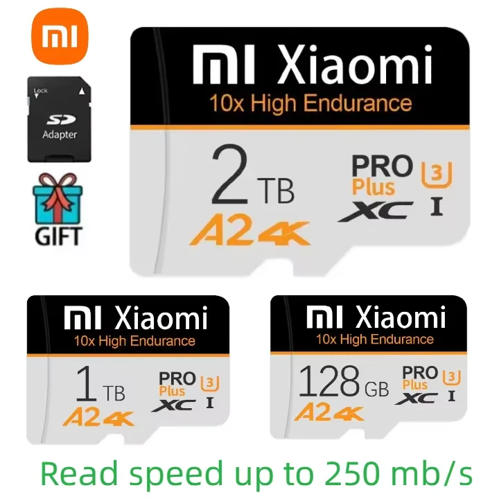 Высокоскоростная карта памяти Xiaomi 2TB 1TB 256 ГБ 512 ГБ Flash SD-карта 1 ТБ класс 10 Микро-карта 128 ГБ TF-карта для телефонов, планшетов, камеры