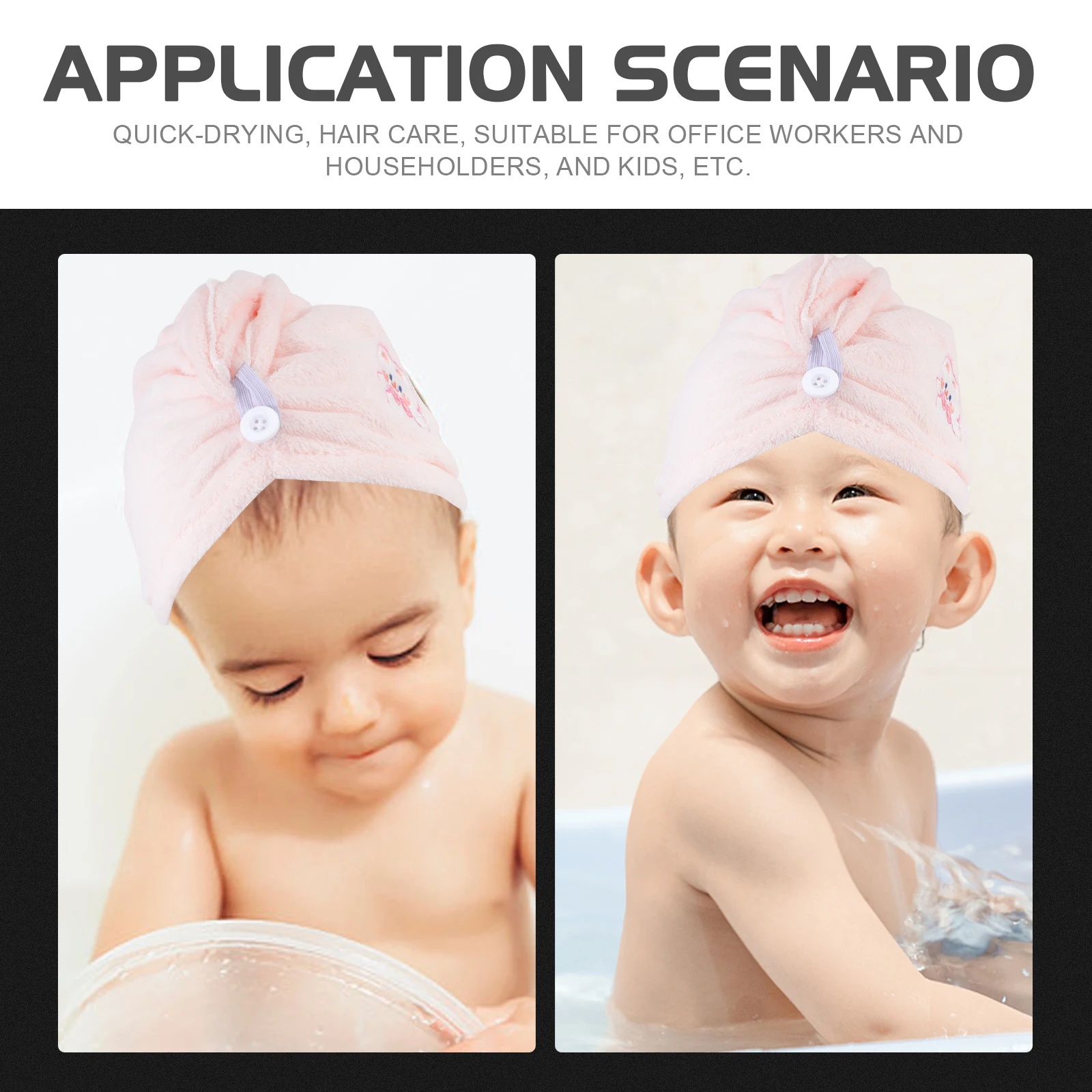 

3pcs Children's Shower Cap Bath Hats Kids Hair Home Use Coral Fleece Cartoon Bathing Waterproof Quick Dry Comfortable Hair Care