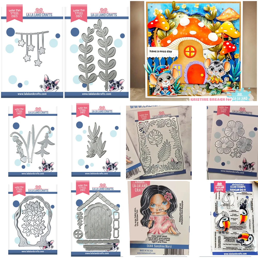 Twinkle Stars Mushroom House Clear Stamps and Metal Cutting Dies Sets for DIY Craft Making Greeting Card Scrapbooking Decoration