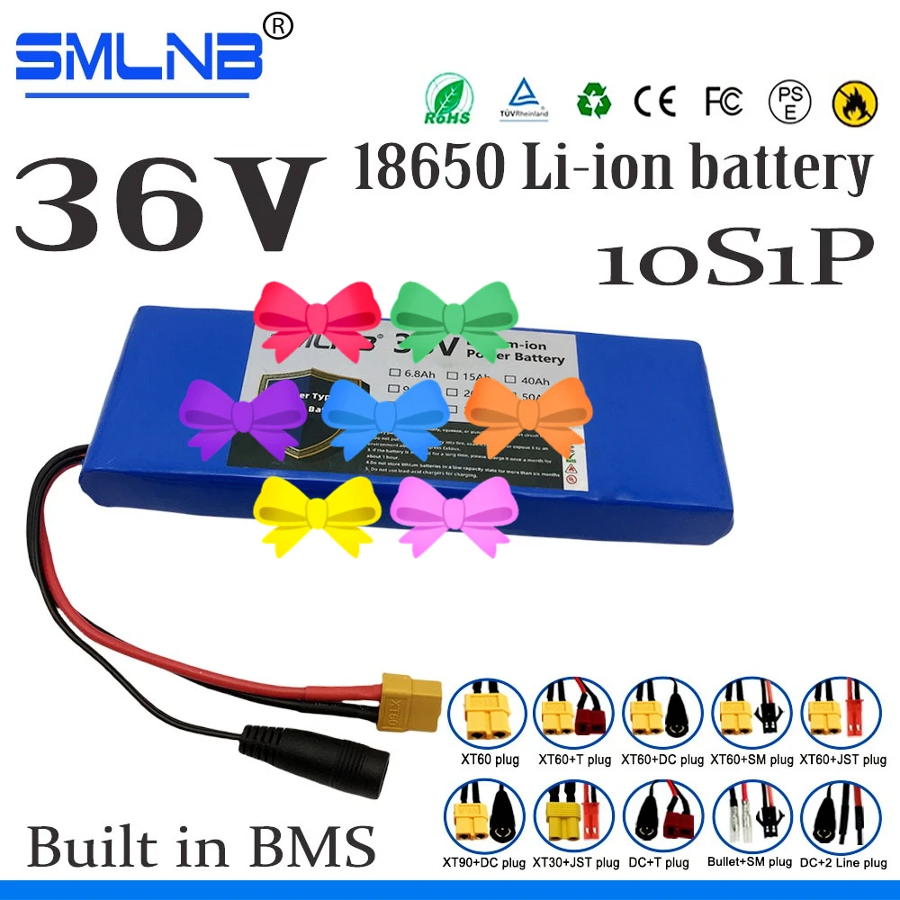 

With BMS 500W 10S1P 36V 4800mAh Battery Pack 18650 Li-ion Rechargeable Batteries Electric Car Bicycle Scooter battery