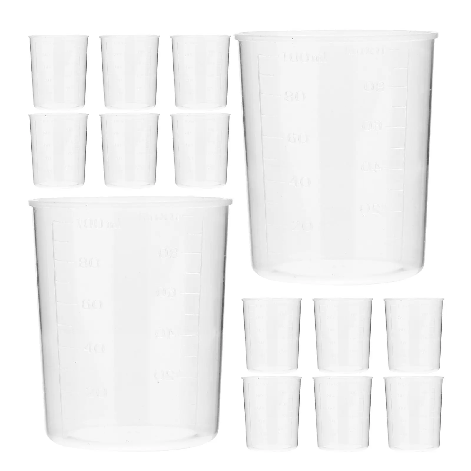 50Pcs 100Ml Small Plastic Measuring Cups Clear Graduated Ml Measuring Cup for Fluids Milk Flour Seasoning Outdoor Picnic