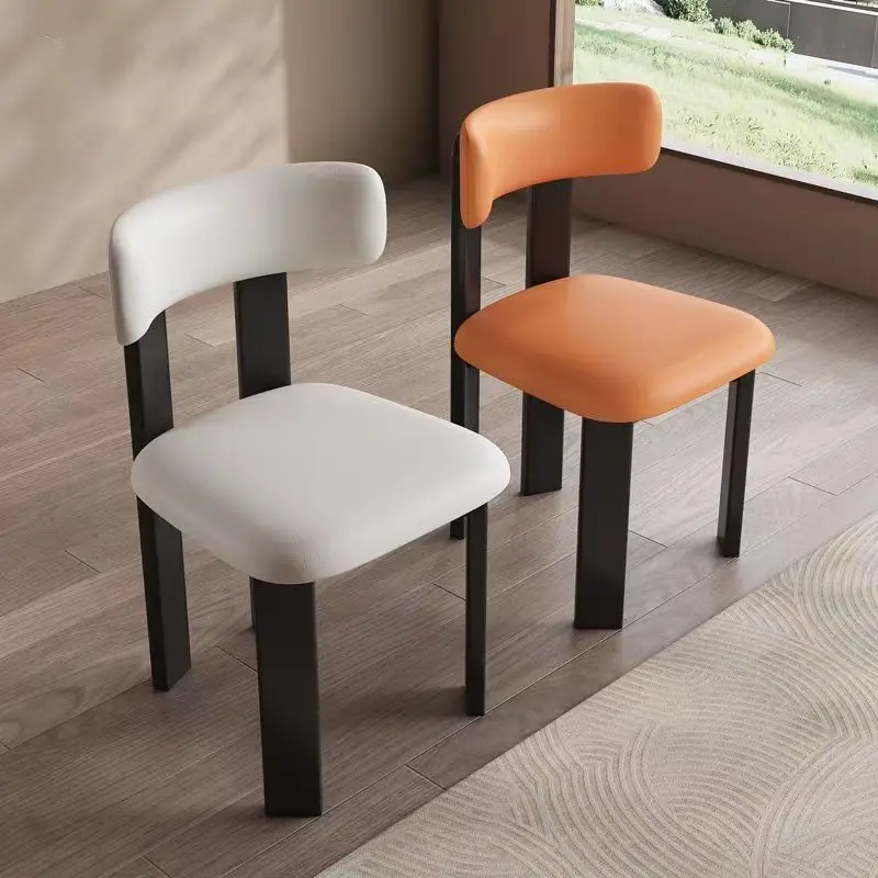 @#Light Luxury French Design Minimalist Luxury Restaurant Leather Living Room Back Chairs