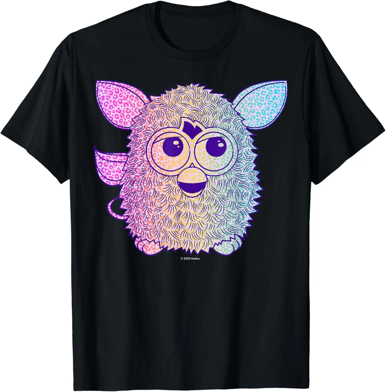 

Furby Retro Neon Gradient Big Cute Portrait T-Shirt Casual O-Neck Tee Shirts Streetwear