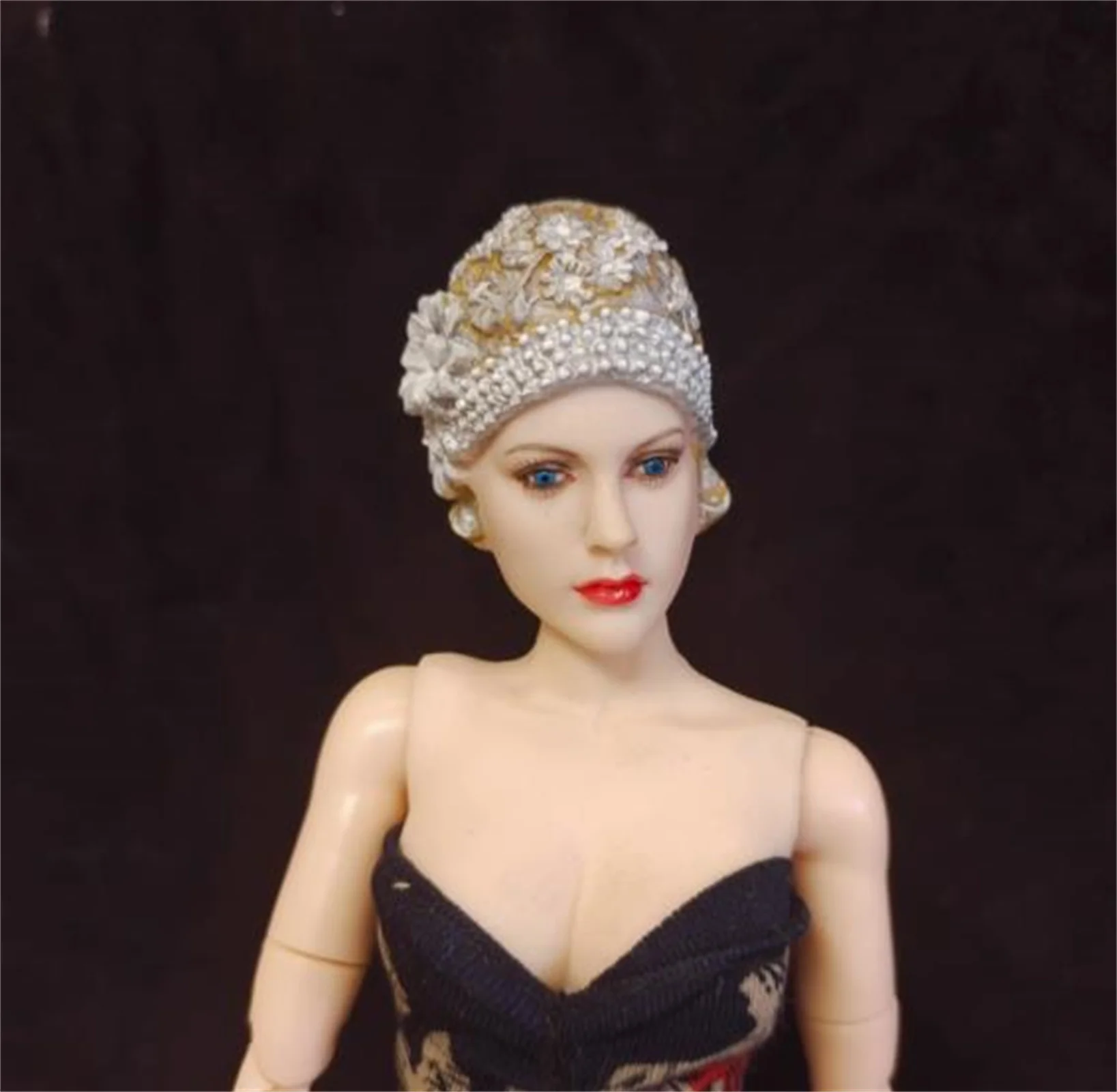 

1/6 Scale Woman Soldier Russian Girl Little Flower Hat pale Head Sculpture Nomadic Beauty Head Sculpture For 12" Figure Toys
