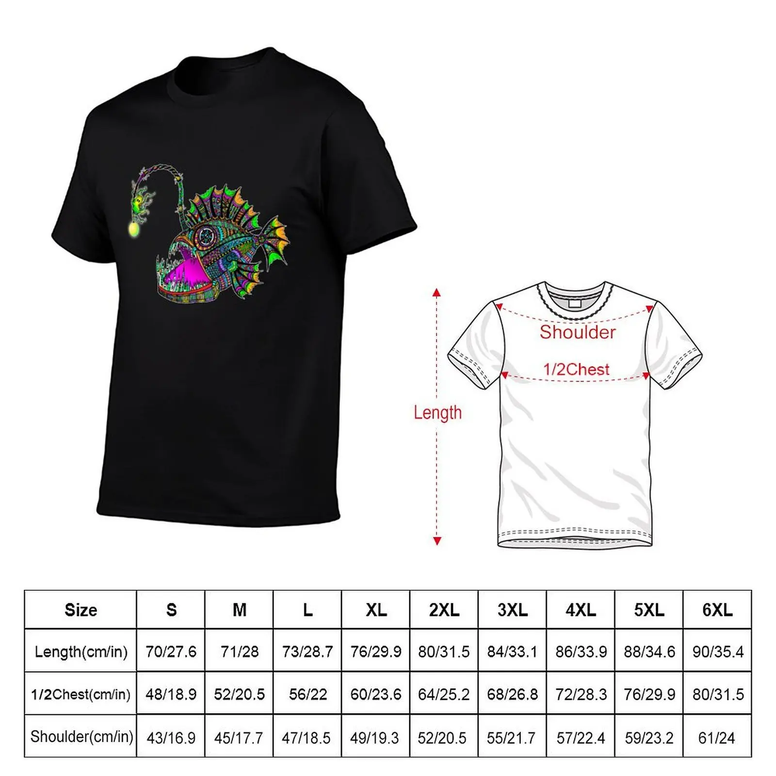Electric Angler Fish T-Shirt custom shirt oversized graphic tee mens big and tall t shirts