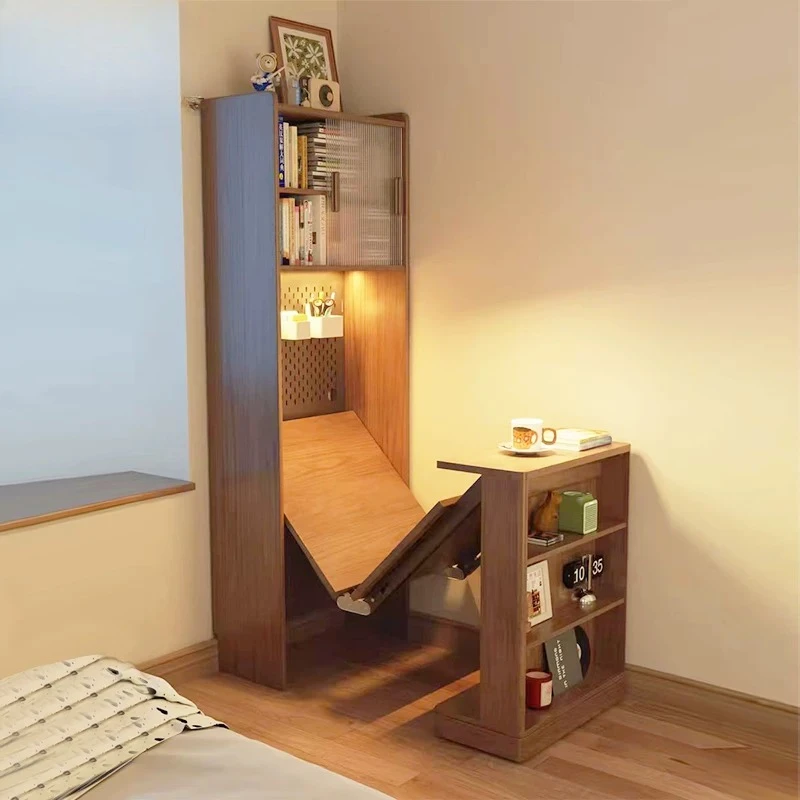 Down folding table multi-functional telescopic bracket invisible hidden desk cabinet connector wine cabinet