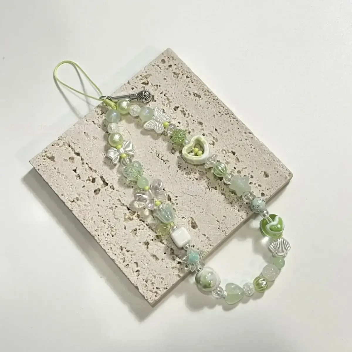 الأخضر زهرة شريط لتعليق الهاتف المحمول الحبل لطيف Kawaii فراشة سحر المفاتيح حالات ل iP 15 Airpods سماعات Ins كوريا الساخن اليدوية #6