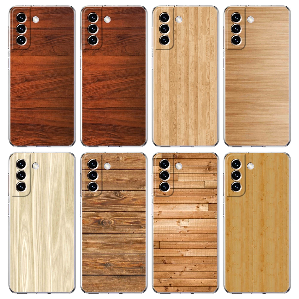 Carved Wood Transparent Cover for Samsung Galaxy S24 S23 S22 S20 S21 FE Ultra S24 S23 S10 S10E S9 S8 Plus 5G Phone Case Fundas