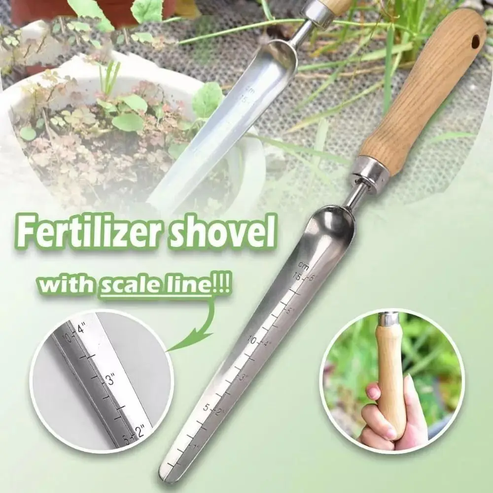 

Portable With Scale Garden Shovel Stainless Steel Garden Tool Soil Scoop Anti Slip Handle Lengthen Flower Shovel