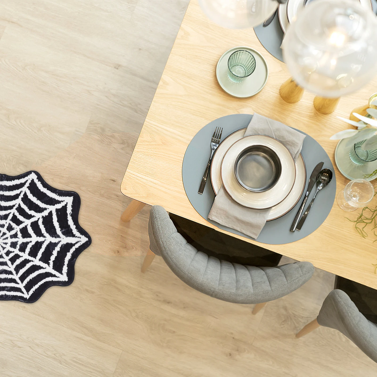

Halloween Spider Web Floor Mat Bedroom Decor Door Mats Imitation Cashmere Absorbent