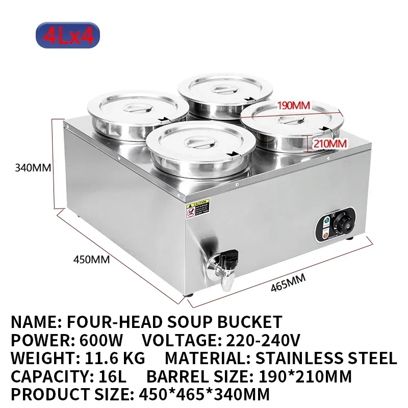Set Penyajian Prasmanan Penghangat Makanan Listrik Multi-ukuran Mesin Ketel Sup Uap Meja untuk Penggunaan Dapur Komersial di Rumah