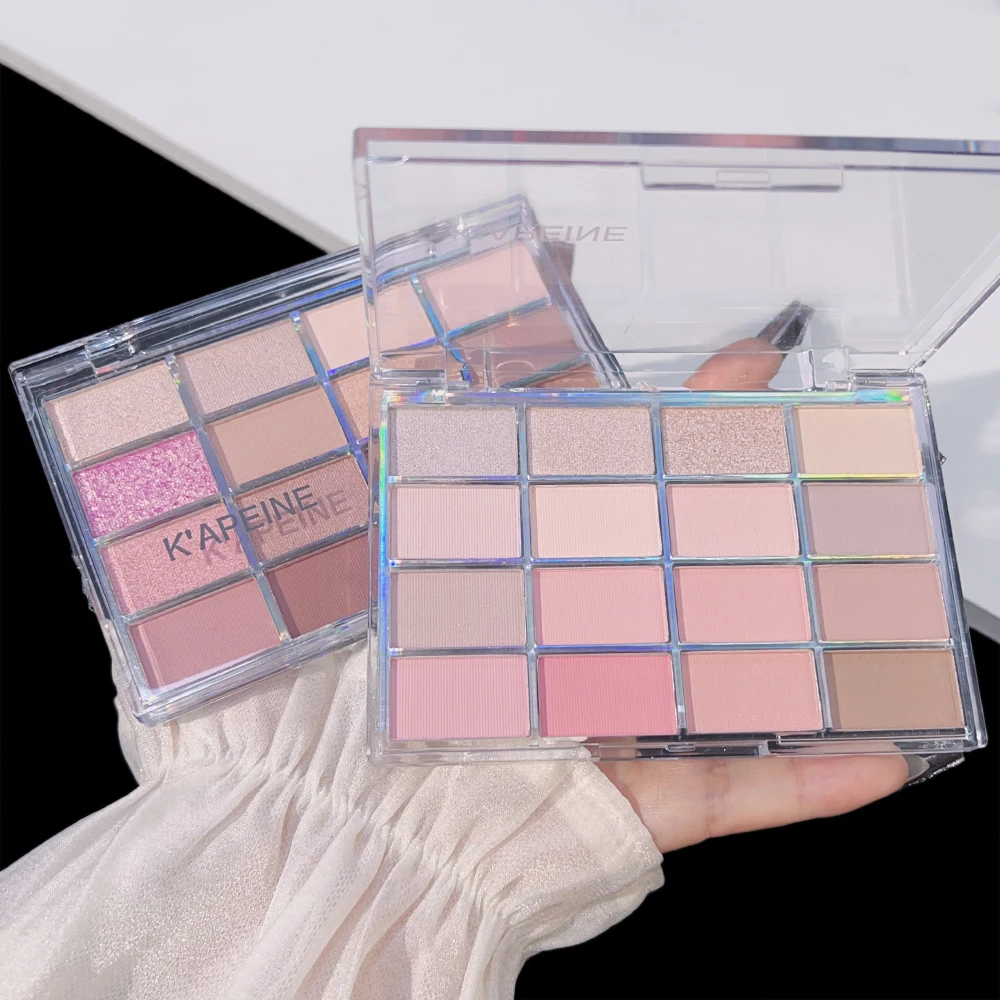 Paleta de sombra de ojos de 16 colores, paleta de maquillaje de ojos con brillo, lentejuelas rosas, mate, resistente al agua, encantador, cosméticos para mujeres y niñas