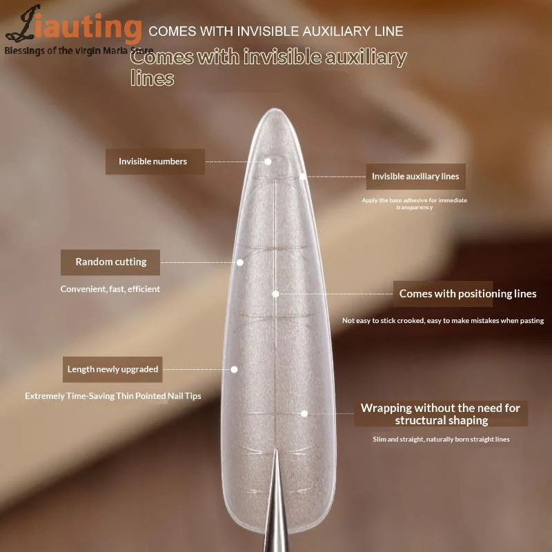New.238Pcs/Box Giant Time Saving Slender Pointed Nail Piece High Fit Fast Extension Slender Straight With Its Own Auxiliary Line