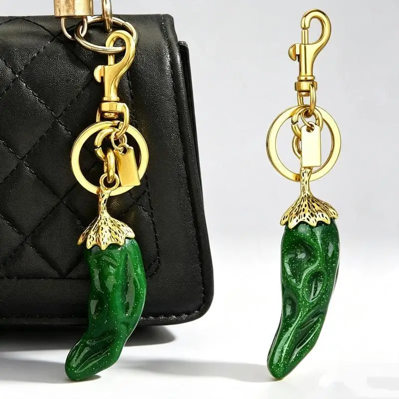 Chili Pepper Bag Charm Lucky Keyring High Gloss Designer Purse Accessories Gifts For Women Trendy Aesthetic