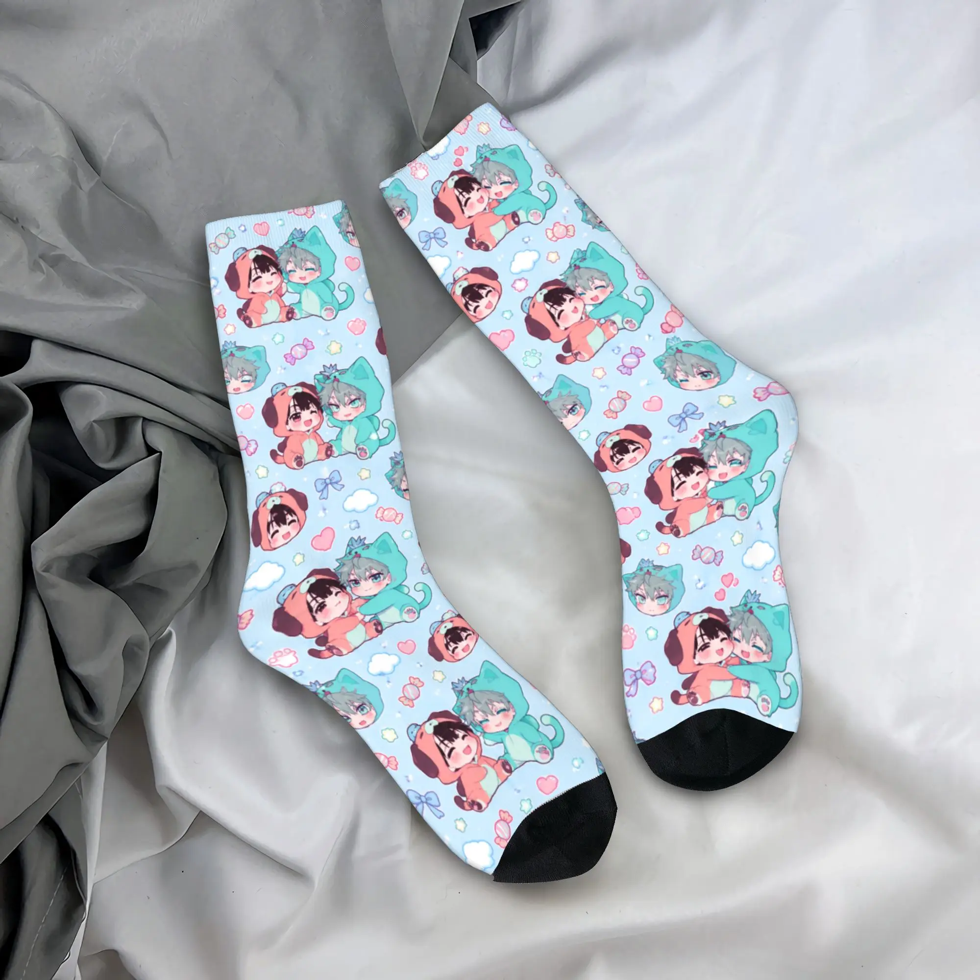 Alien Stage Chibi Socks  Anti-Slip Stockings Men Soft Cycling Socks Winter Funny Graphic Socks