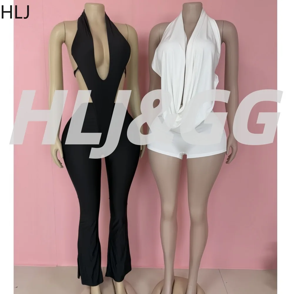 

HLJ сексуальные облегающие комбинезоны с вырезами для женщин, комбинезоны без рукавов с глубоким v-образным вырезом и открытой спиной, женские уличные комбинезоны, новинка