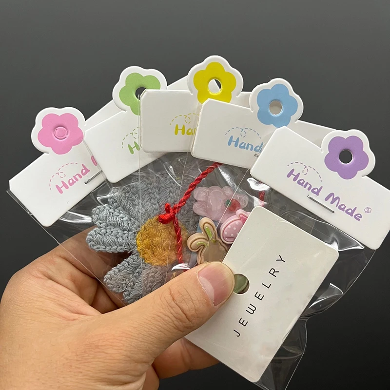 100pcs/Lot Foldable Packaging Paper Cards Colorful Flowers Cards For Handmade Jewelry Retail Hang Tag Flowers Display Cardboard