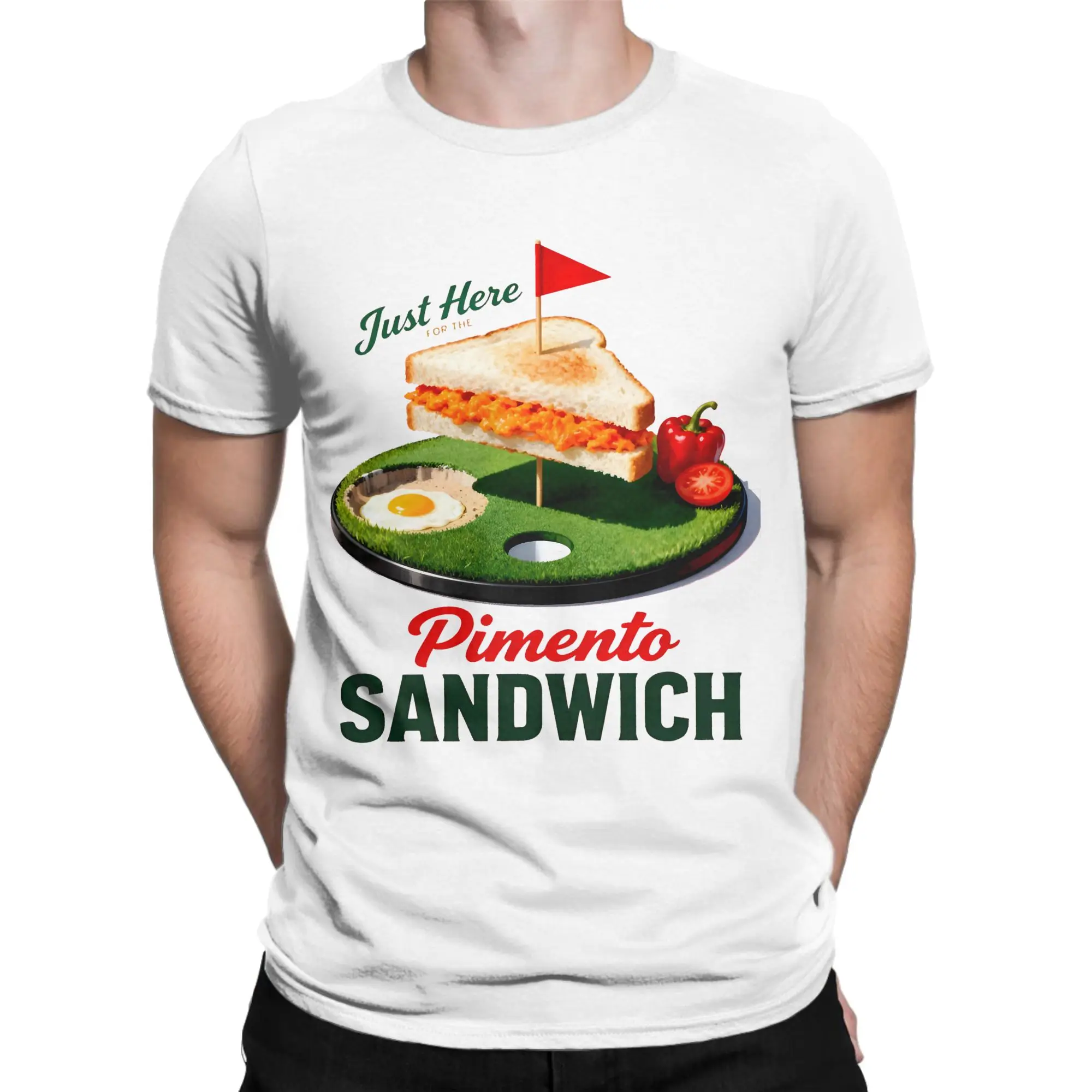 Mens T Shirt Just Here For The Pimento Cheese Sandwich Golf Humor Season T Shirts Beach Tees Streetwear Cotton Tops Gift Idea