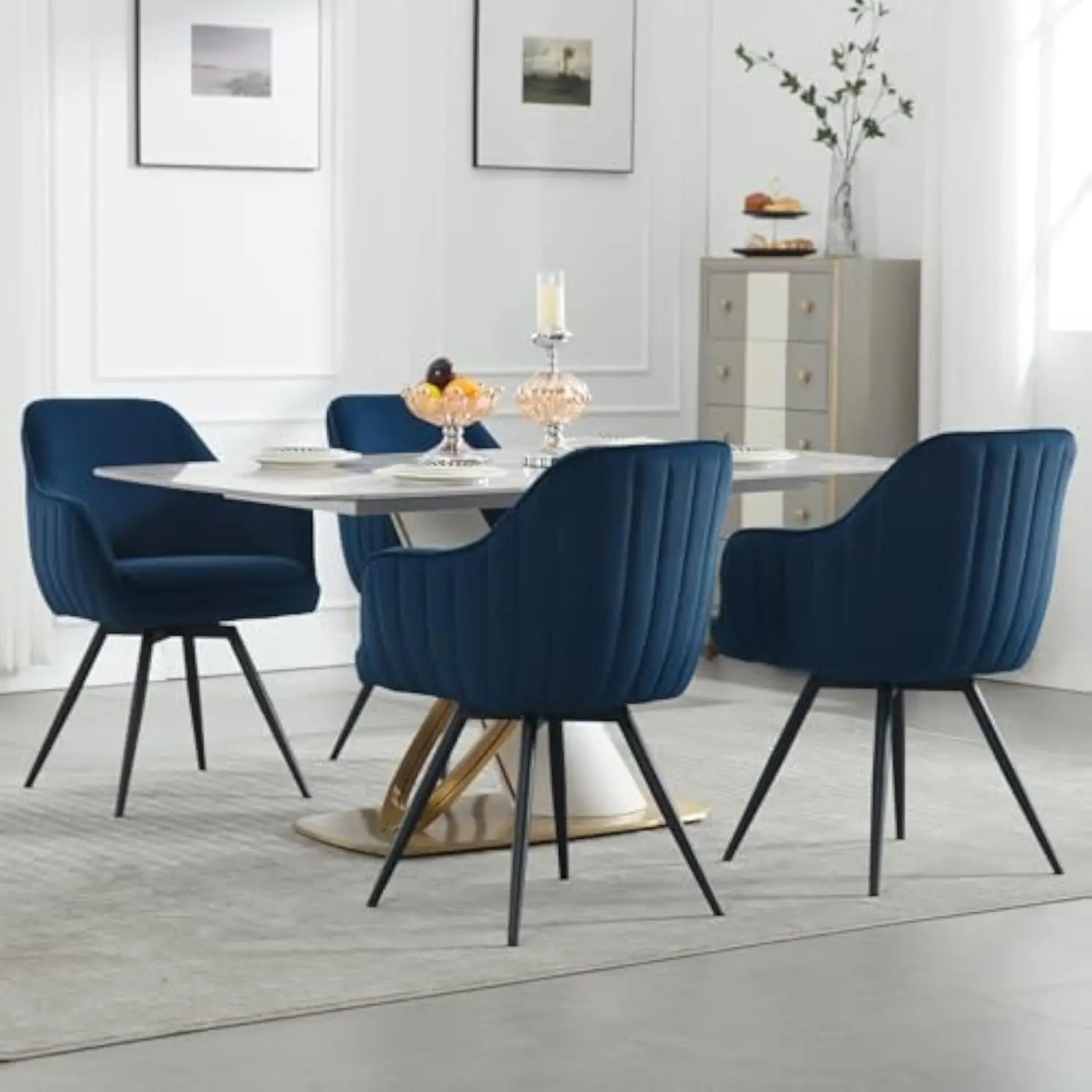 Dining Chairs Set of 4 Swivel Upholstered Dining Chairs with Tufted Back Modern Kitchen Chairs Accent Chair