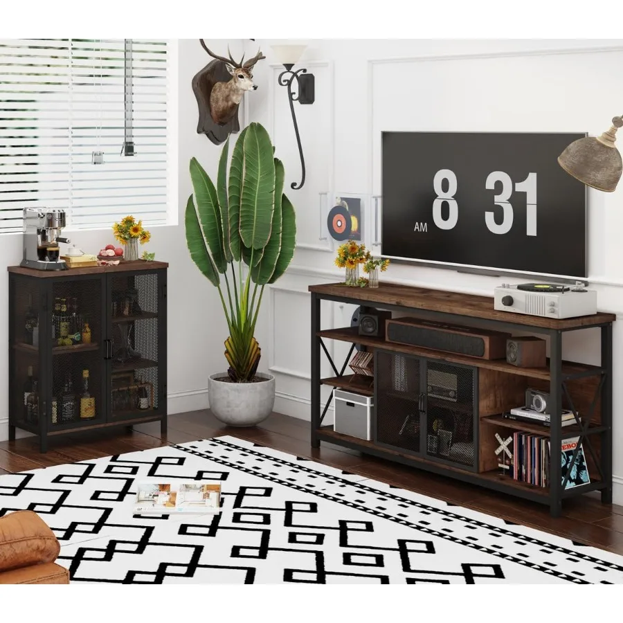 Lemari Bar Kopi untuk Minuman Keras, Lemari Penyimpanan Kecil untuk Dapur Rumah, Bufet Farmhouse, Lemari Bufet Industrial untuk Alkohol