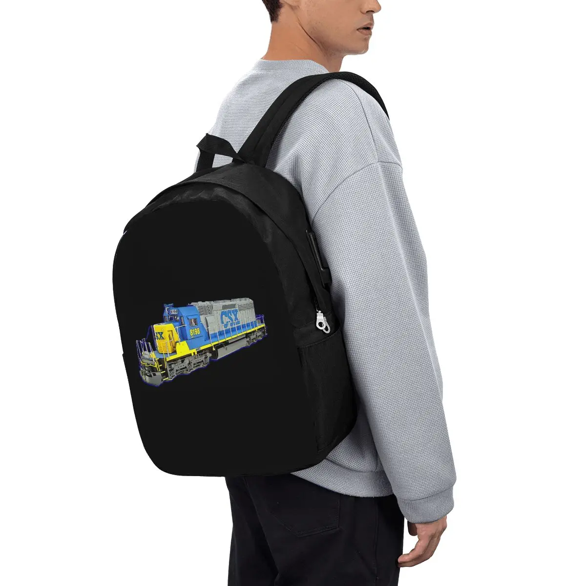 

Freight Train CSX Engine Backpack Travel Notebook Bag Computer College Student School Bag Laptop Shoulder Bags for Men Women