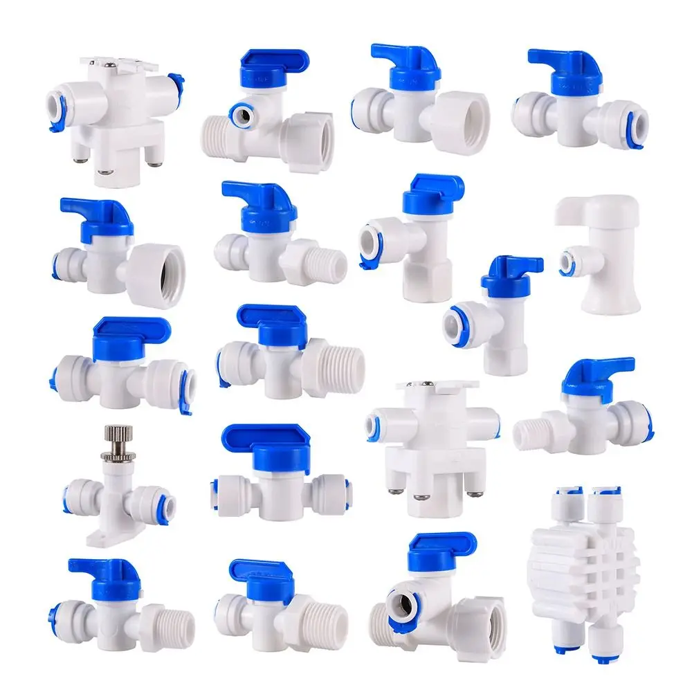 1Pcs Water Straight Plastic Ball Valve Male Female Thread 1/4" 3/8" OD Hose Quick Connector 1/4" 3/8" Male 1/2" Female Reveser