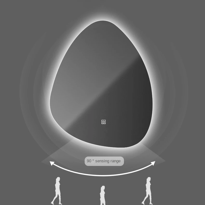 Modern Irregular Wave Frame Bathroom Wall Art Mirror HD LED Makeup Mirror Vanity Mirror Home Decor Custom Design